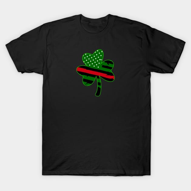 Firefighter Flag Shamrock T-Shirt by JM's Designs